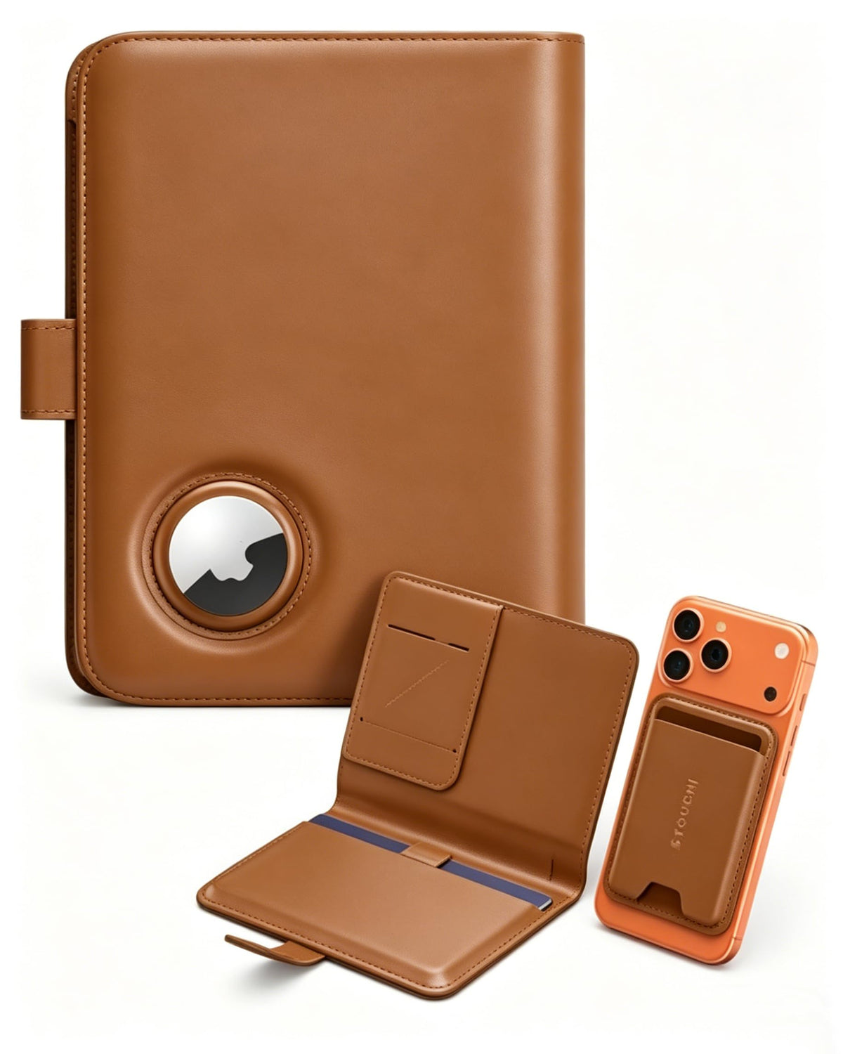 Passport Holder with Hidden AirTag Pocket