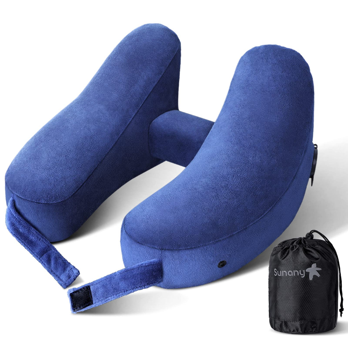 Inflatable Travel Neck Pillow with Head and Chin Support