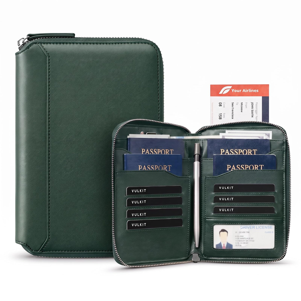 Leather Family Passport Wallet for 4–8 Passports