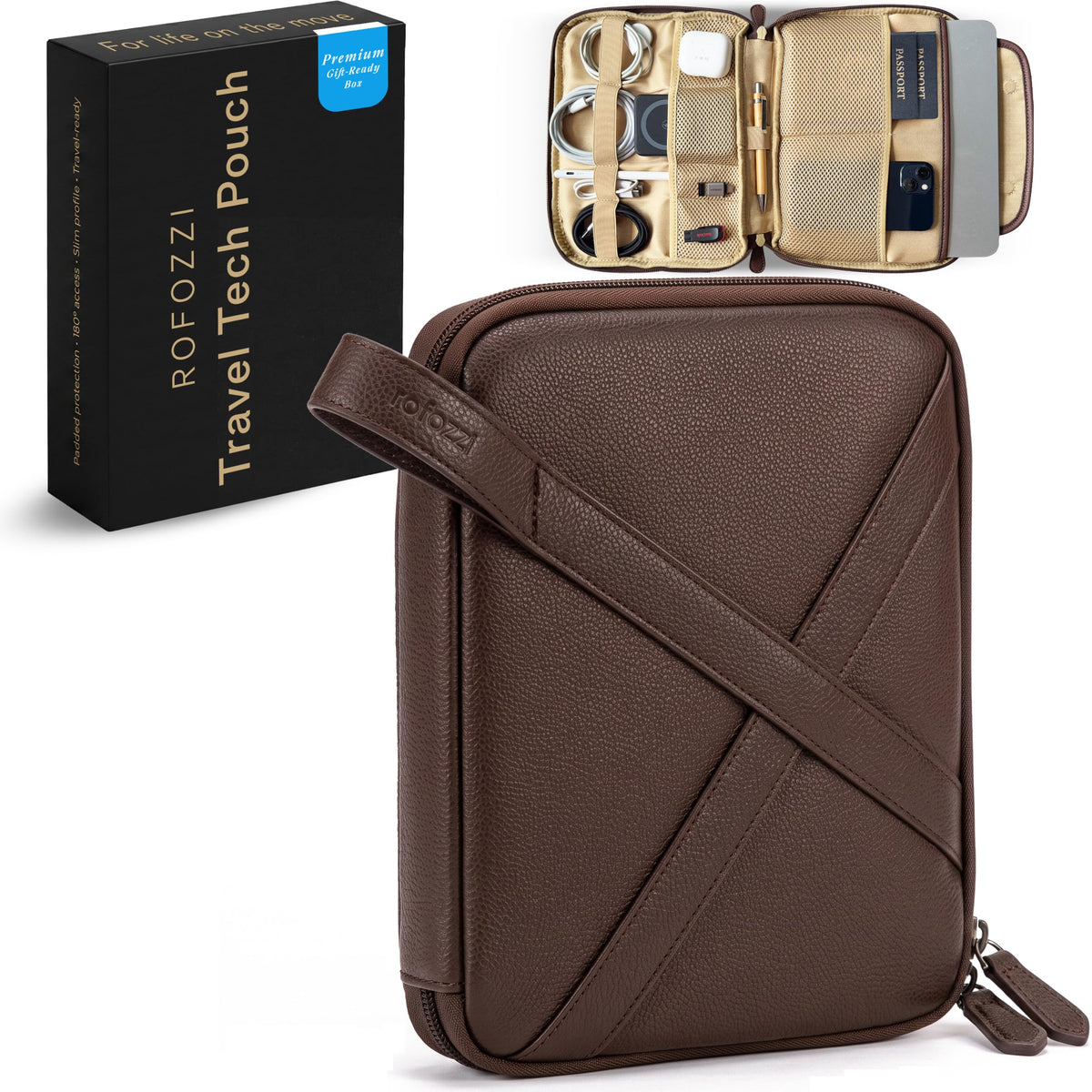 Vegan Leather Tech Pouch with Tablet Sleeve