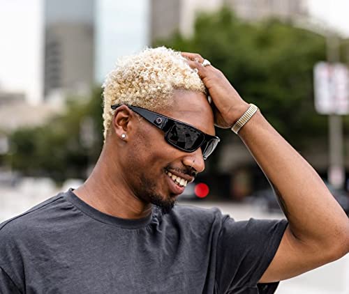 Rectangular Wrap Sunglasses with Contrast Lenses