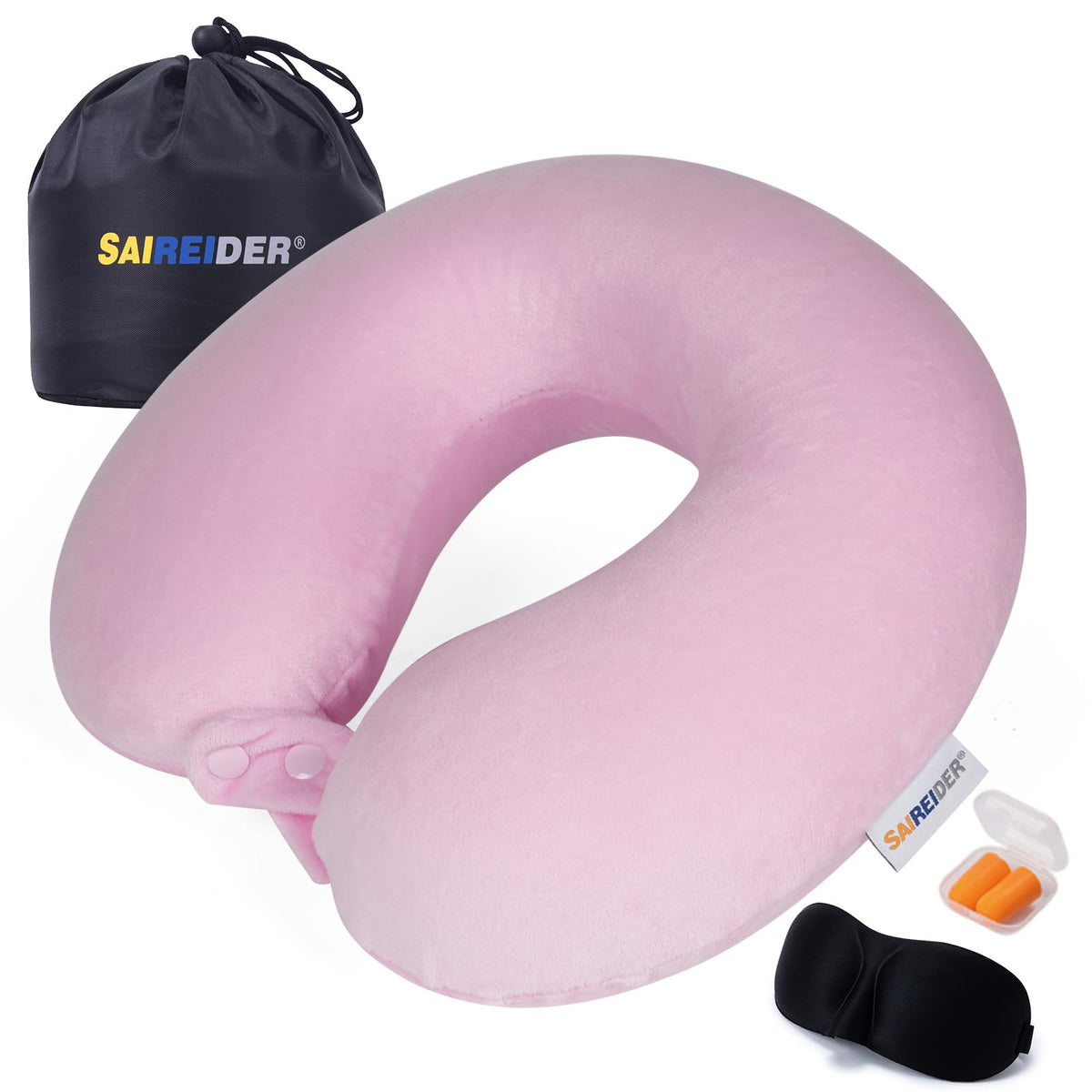 Memory Foam Travel Neck Pillow with Adjustable Support