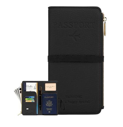 Leather RFID Passport Wallet with Travel Organizer