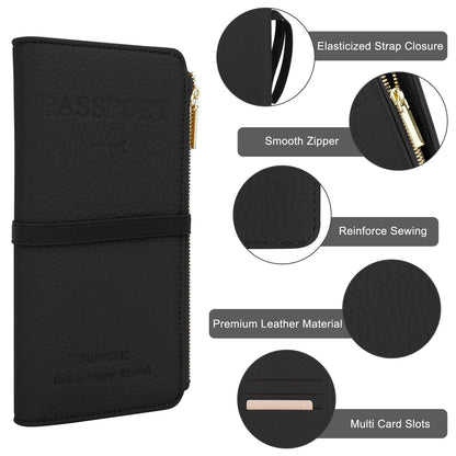 Leather RFID Passport Wallet with Travel Organizer