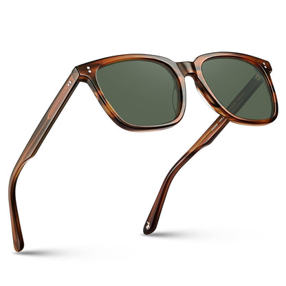 Men's Polarized Square Sunglasses with Acetate Frame