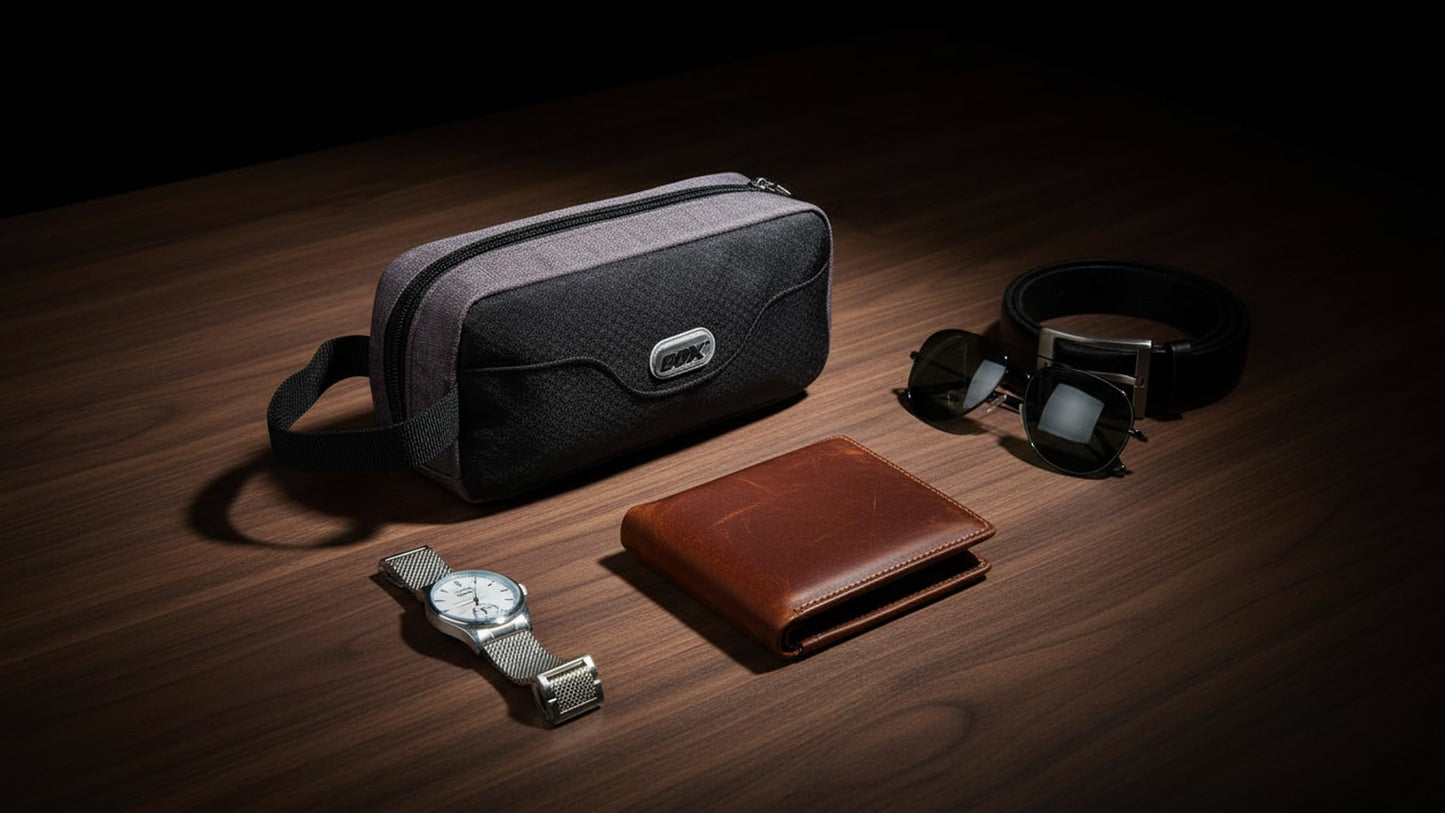 Men's Canvas Toiletry Bag with Compact Travel Design