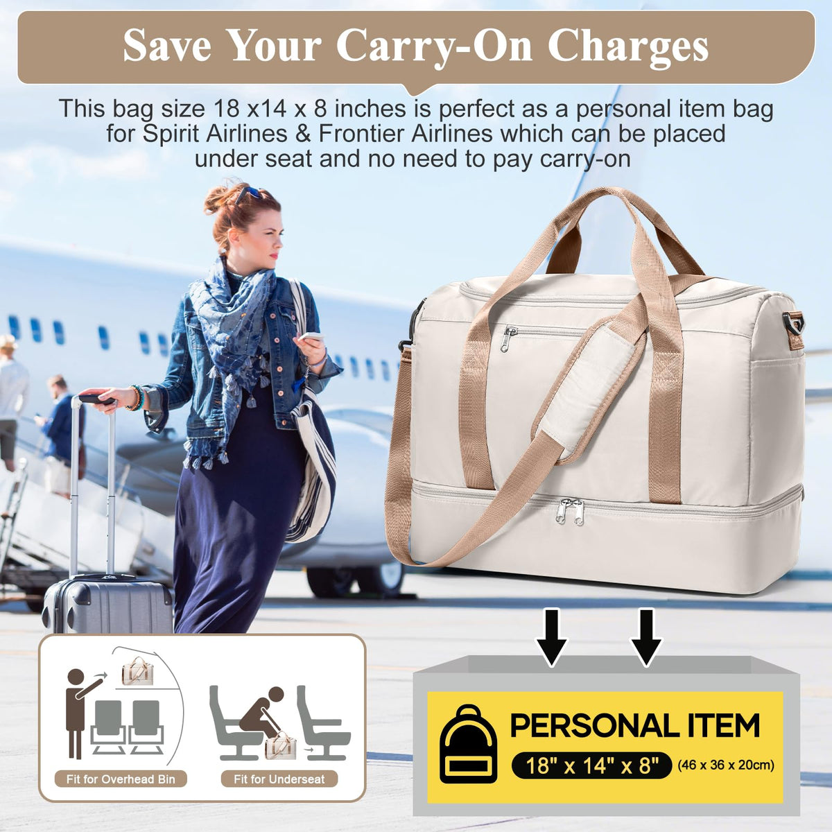 Large Weekender Bag with Shoe Compartment