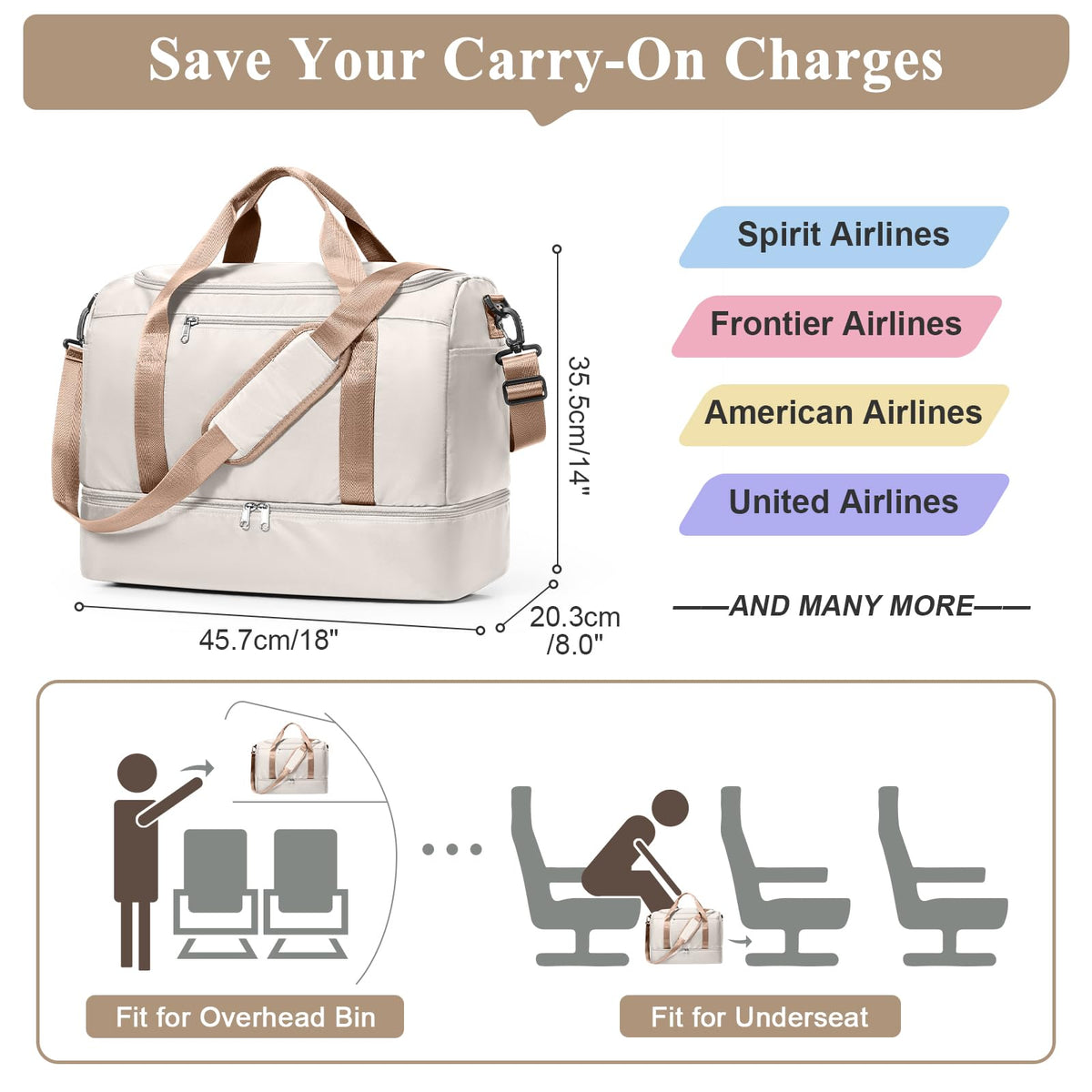 Large Weekender Bag with Shoe Compartment