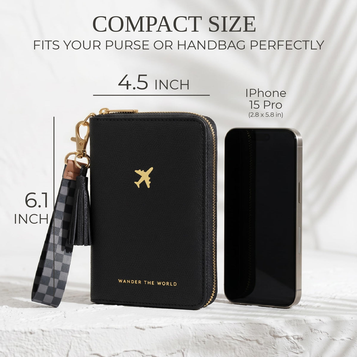 Passport Holder with Detachable Wristlet Strap