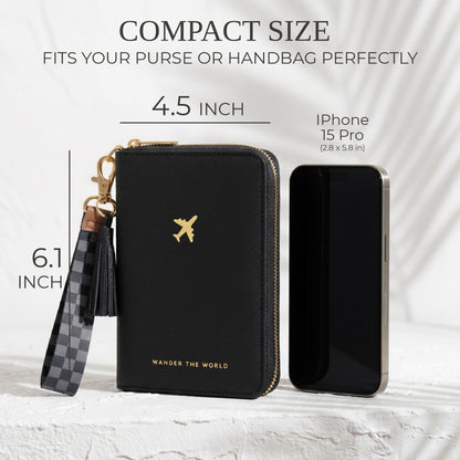 Passport Holder with Detachable Wristlet Strap