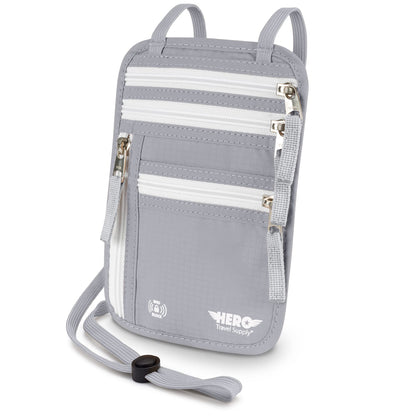 RFID Travel Neck Wallet with Concealed Passport Holder
