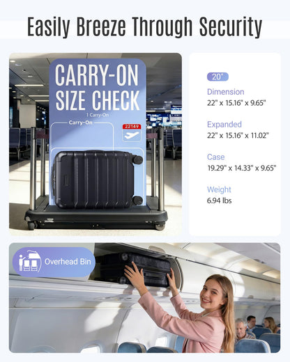 Carry-On Hardside Spinner Luggage with Expansion