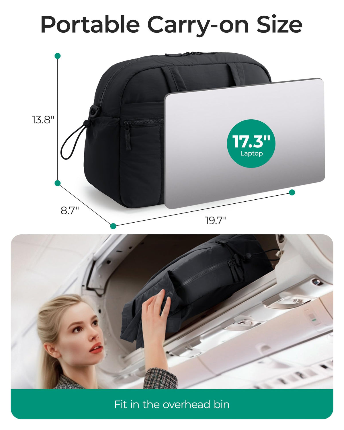Women's Weekender Duffle Bag for Travel and Carry-On