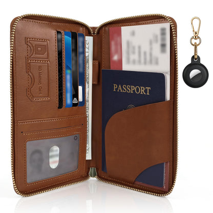 RFID Passport Wallet with Tracker Pocket and Wrist Strap