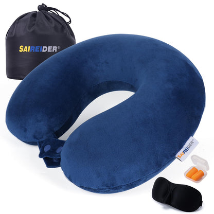 Memory Foam Travel Neck Pillow with Adjustable Support
