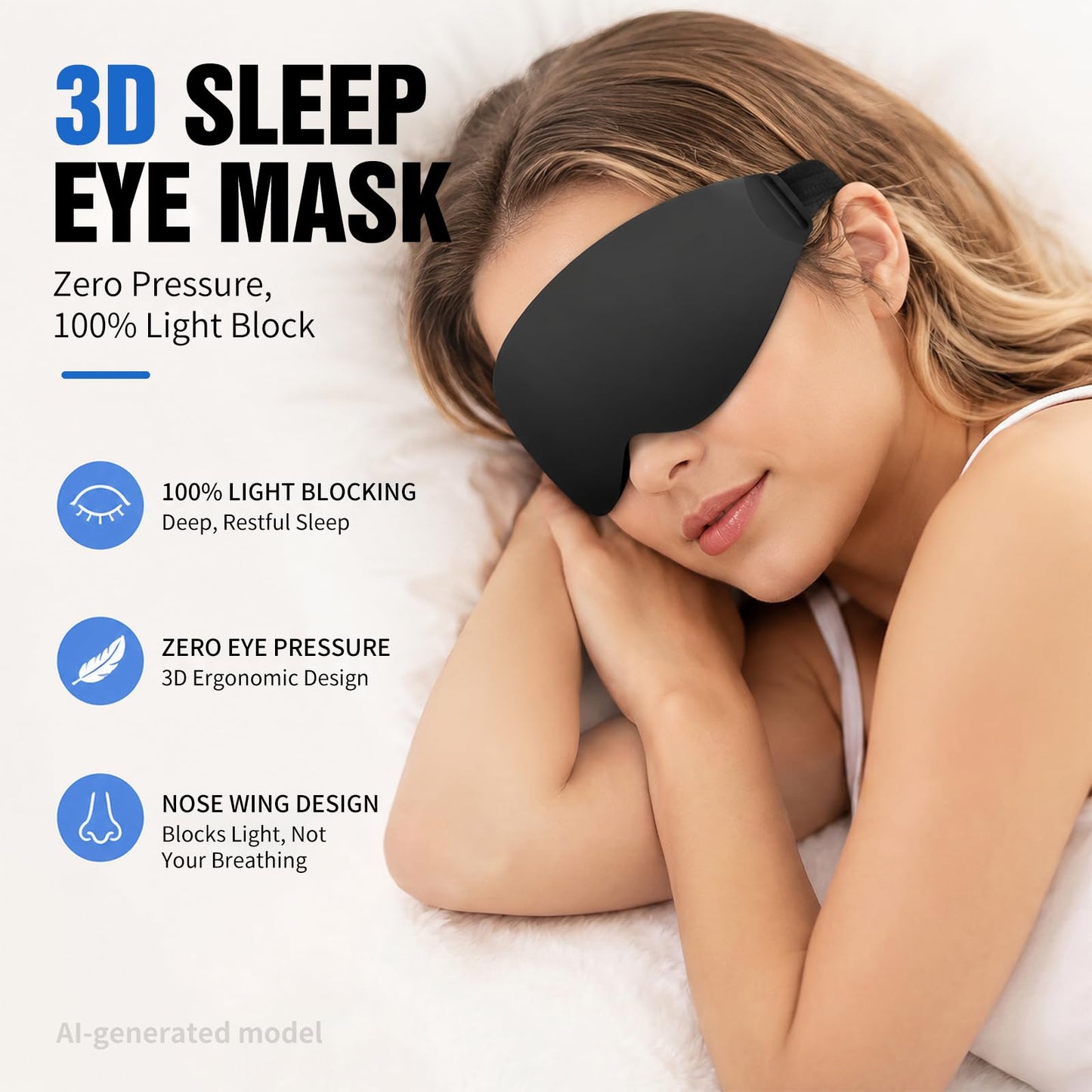 3D Contoured Sleep Mask with Memory Foam
