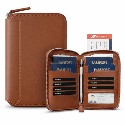Leather Family Passport Wallet for 4–8 Passports
