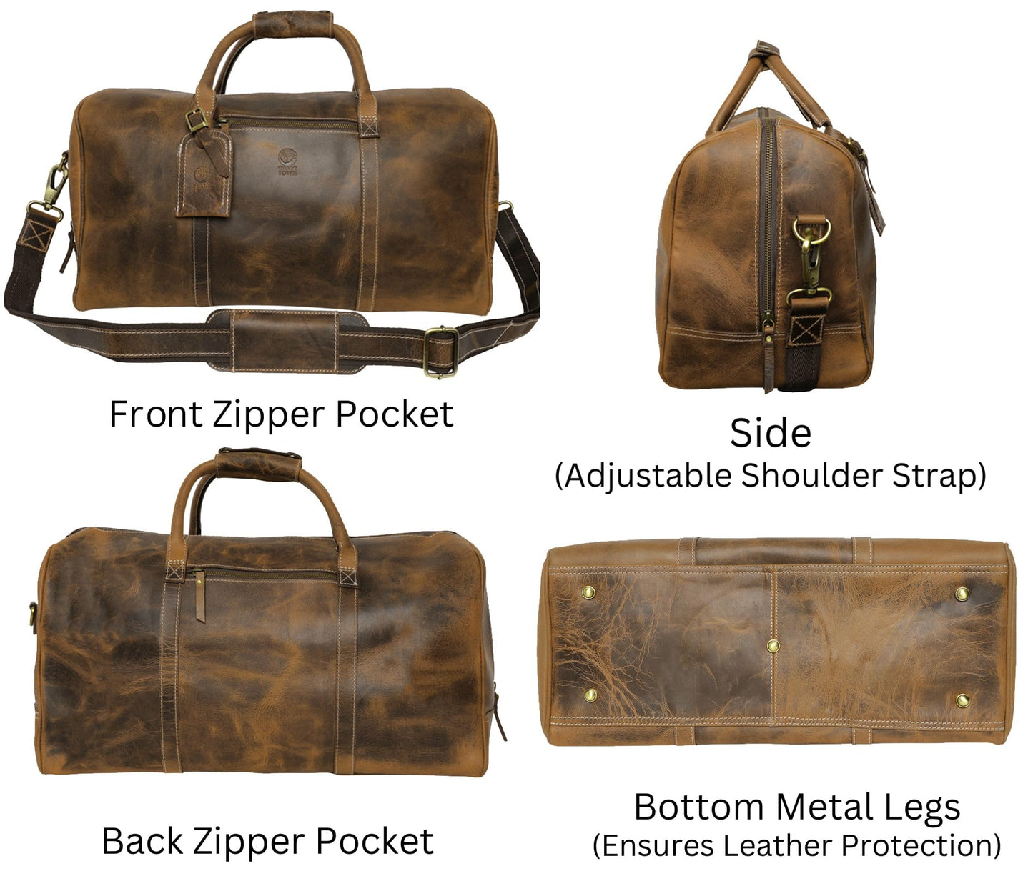 Leather Travel Duffle Bag for Underseat Carry-On