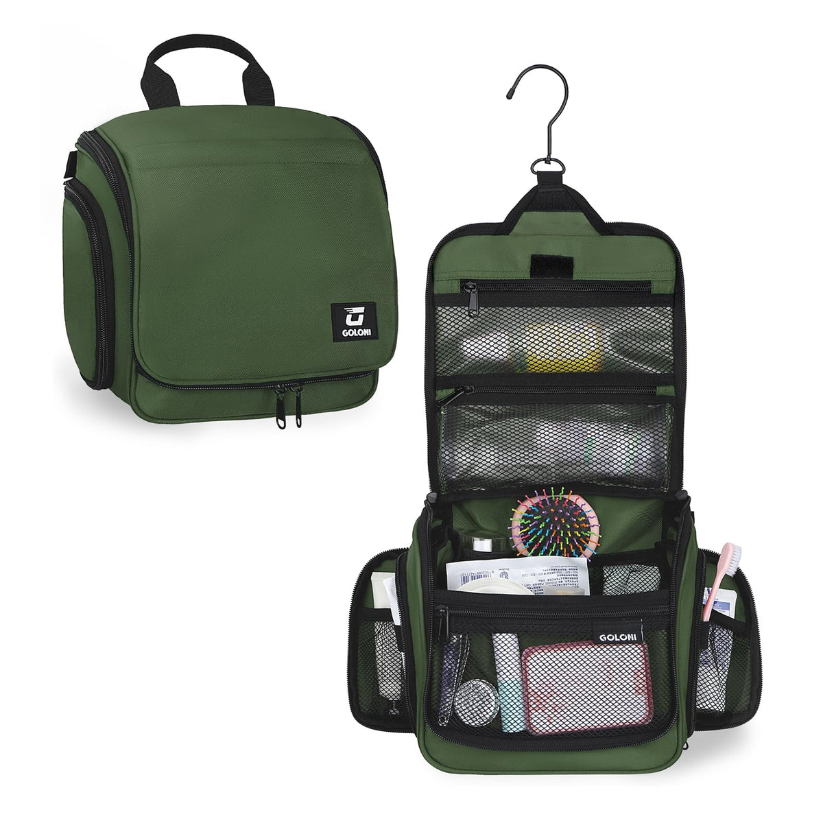 Hanging Toiletry Bag with 10-Compartment Organizer