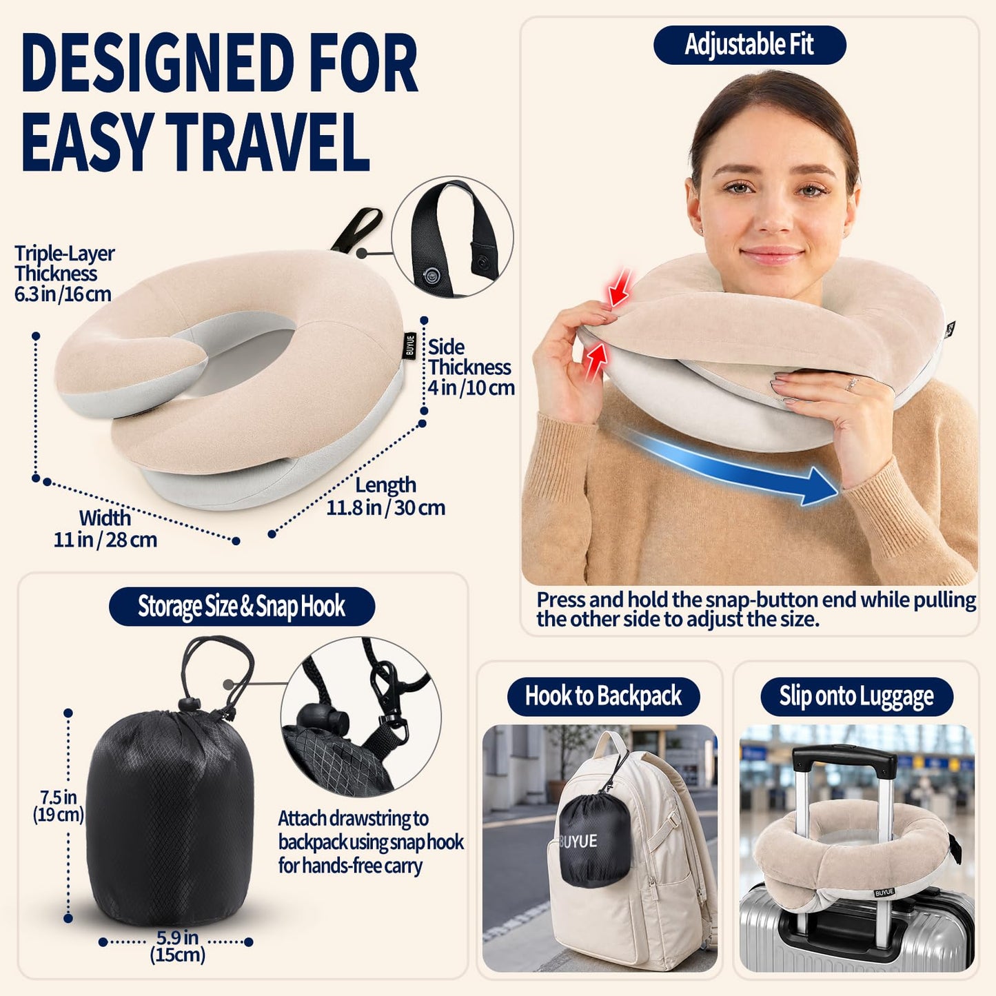 Kids Travel Neck Pillow with Chin Support