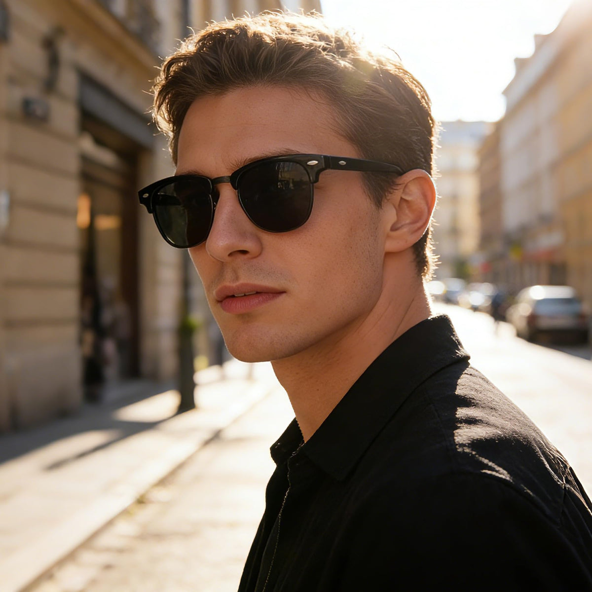 Browline Sunglasses with Vintage Half Frame Design