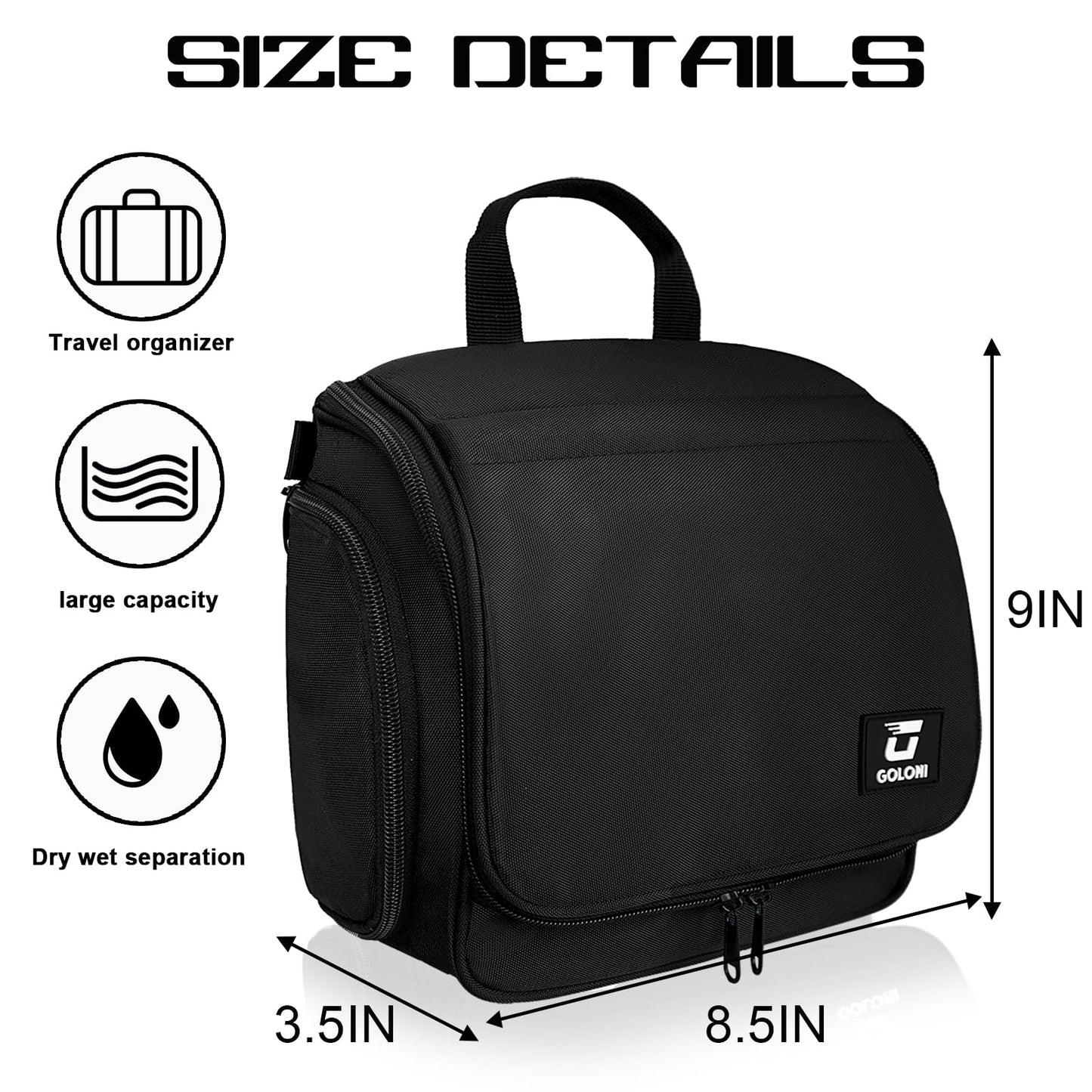 Hanging Toiletry Bag with 10-Compartment Organizer