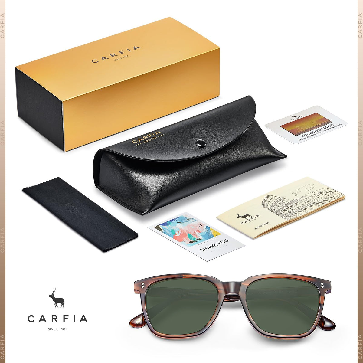 Men's Polarized Square Sunglasses with Acetate Frame