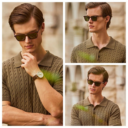 Men's Polarized Square Sunglasses with Acetate Frame