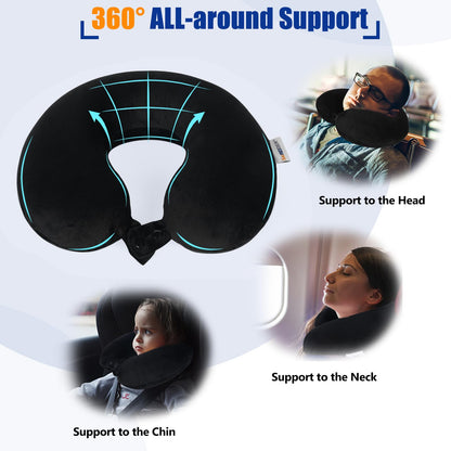 Memory Foam Travel Neck Pillow with Adjustable Support