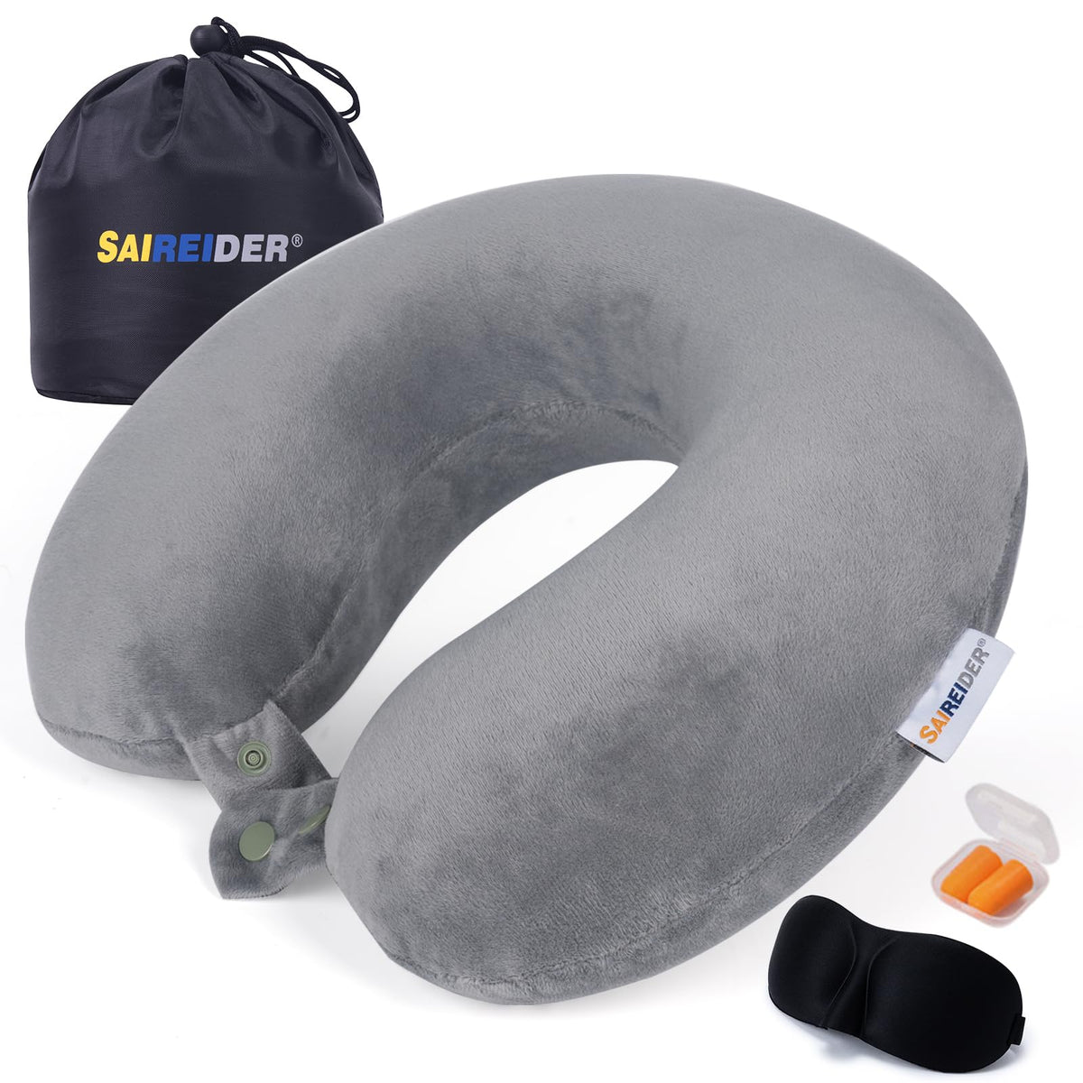 Memory Foam Travel Neck Pillow with Adjustable Support