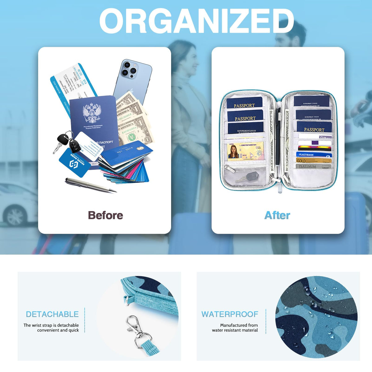 Family RFID Passport Wallet and Travel Organizer