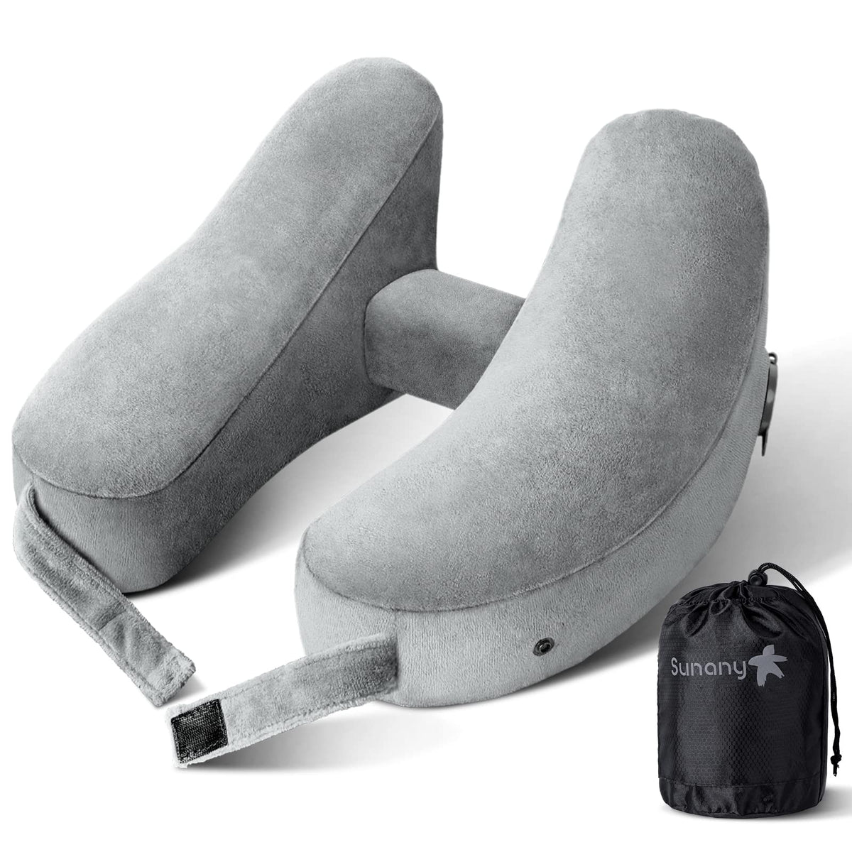 Inflatable Travel Neck Pillow with Head and Chin Support