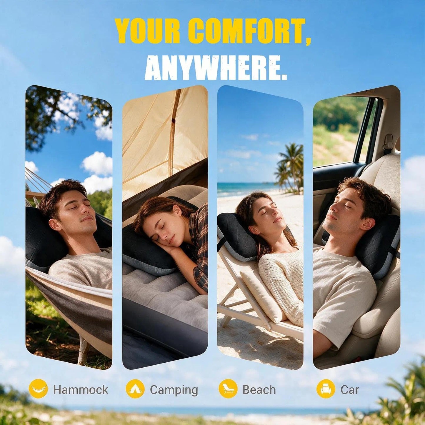 Inflatable Travel Pillow with Compact Camping Design