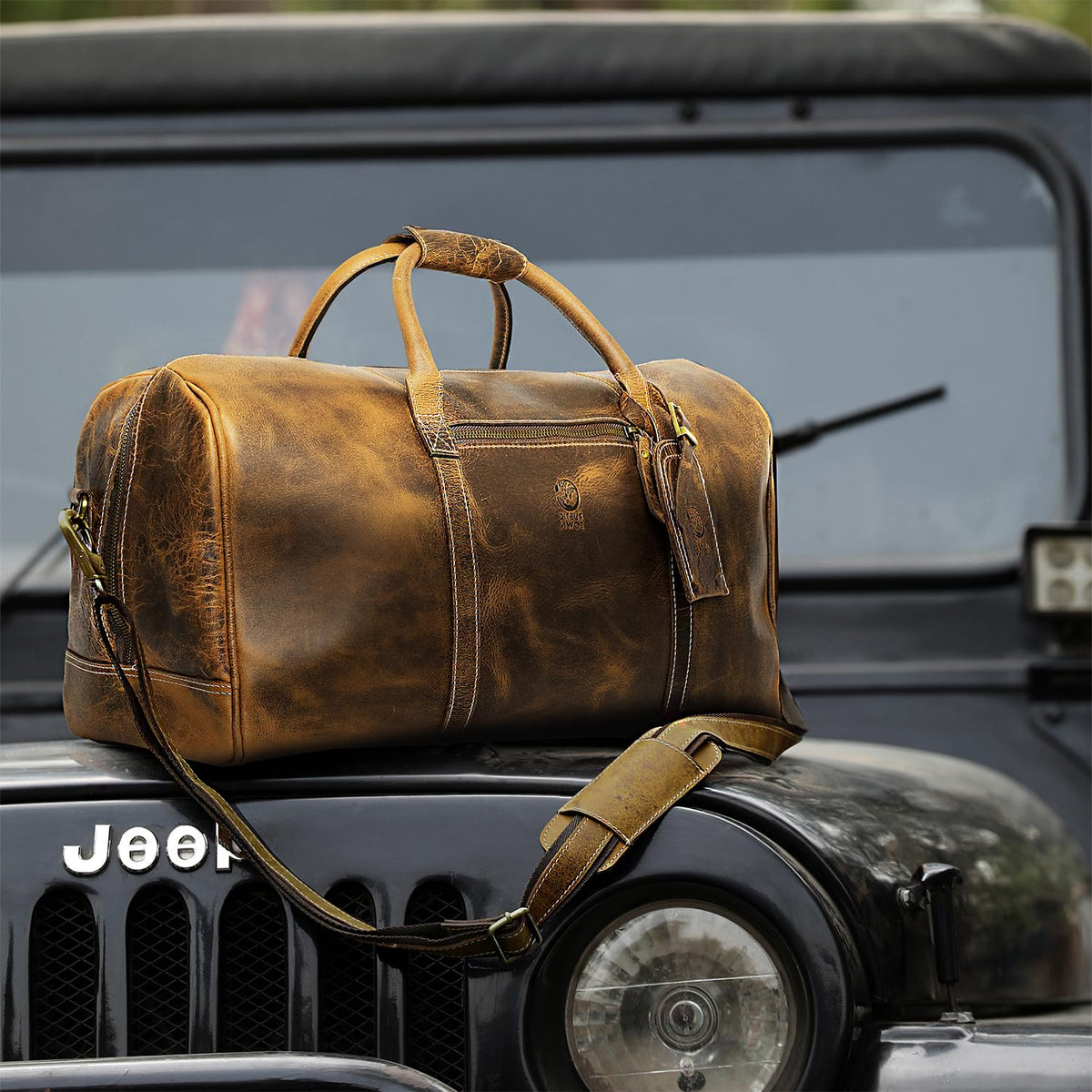 Leather Travel Duffle Bag for Underseat Carry-On