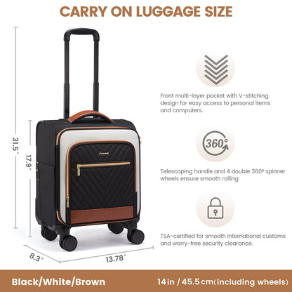 Softside Carry-On Luggage with TSA Lock and Wheels