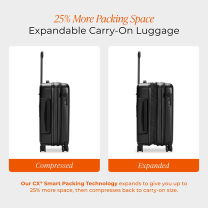 Expandable Carry-On Luggage with 360 Spinner Wheels