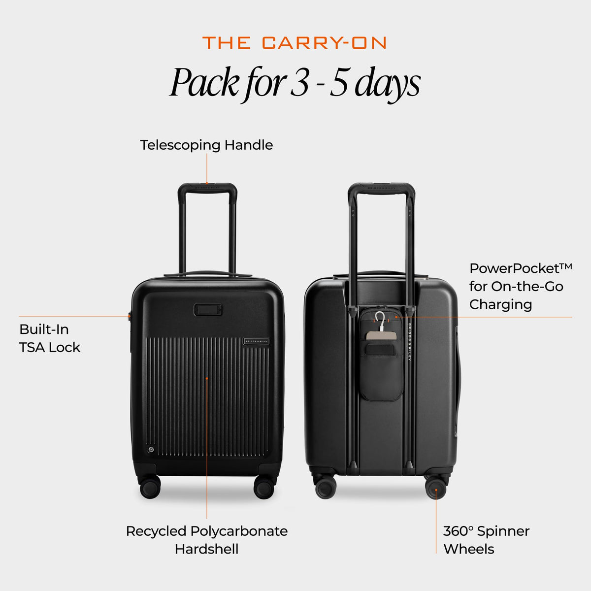 Expandable Carry-On Luggage with 360 Spinner Wheels