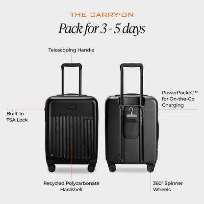 Expandable Carry-On Luggage with 360 Spinner Wheels