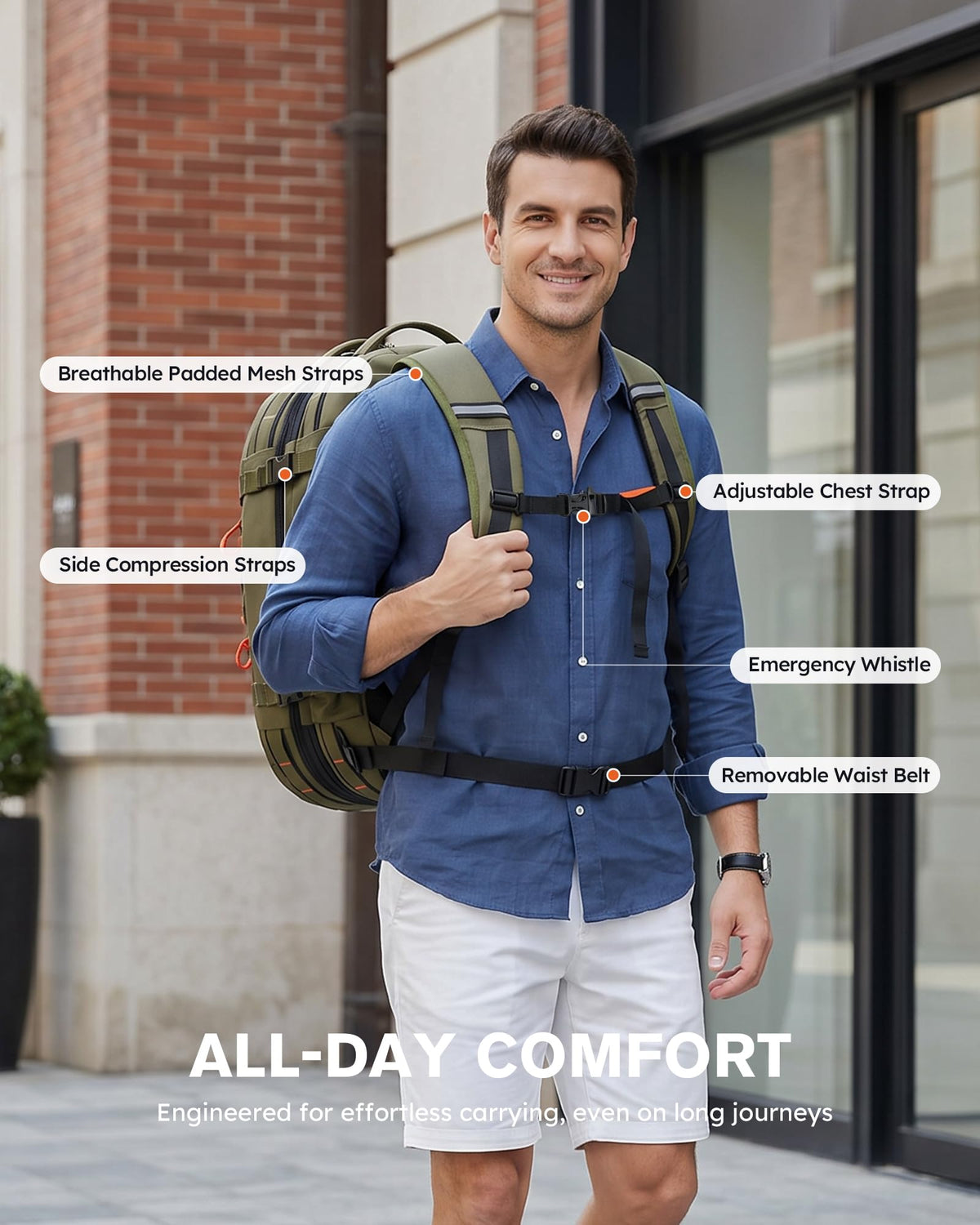 40–50L Travel Backpack with Laptop Compartment