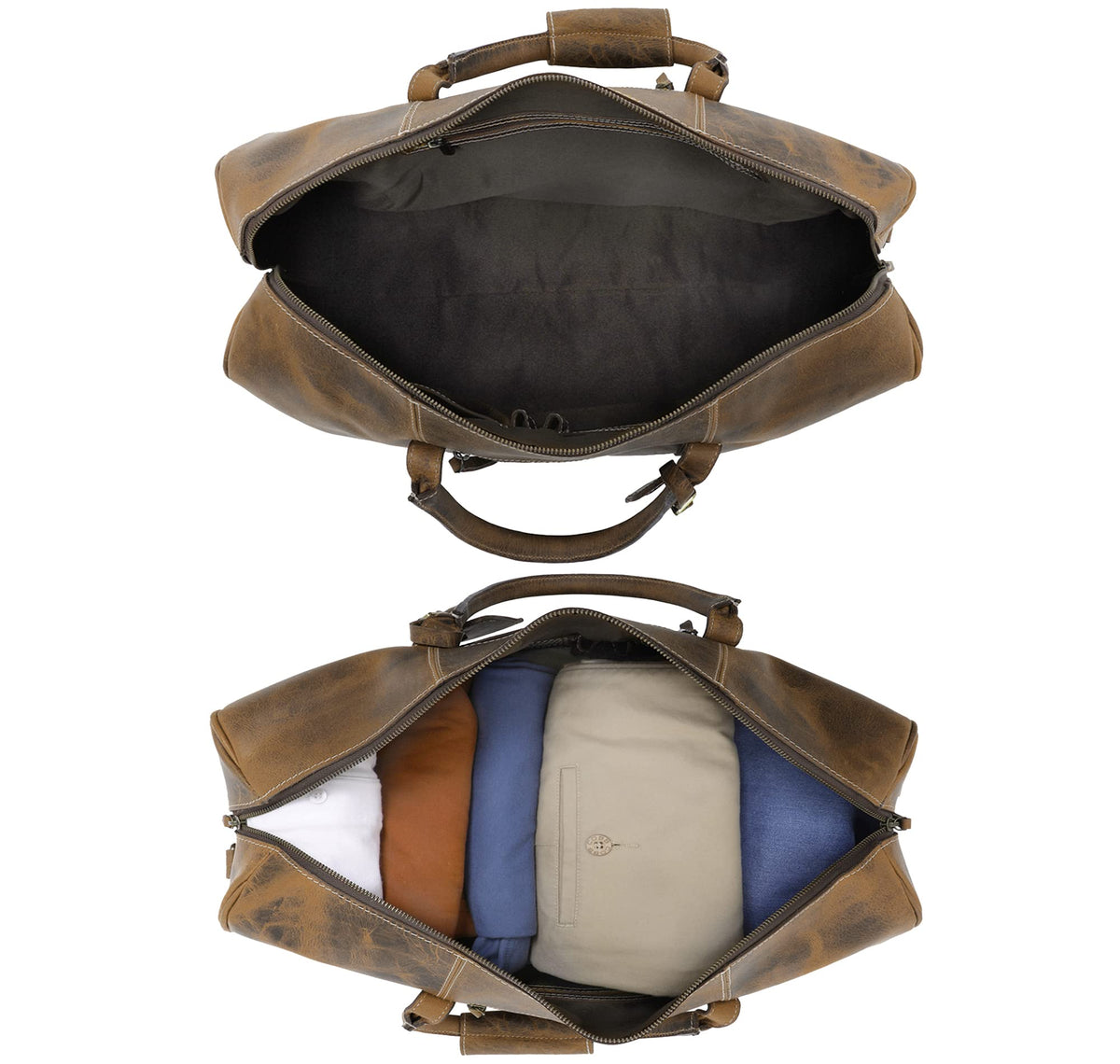 Leather Travel Duffle Bag for Underseat Carry-On