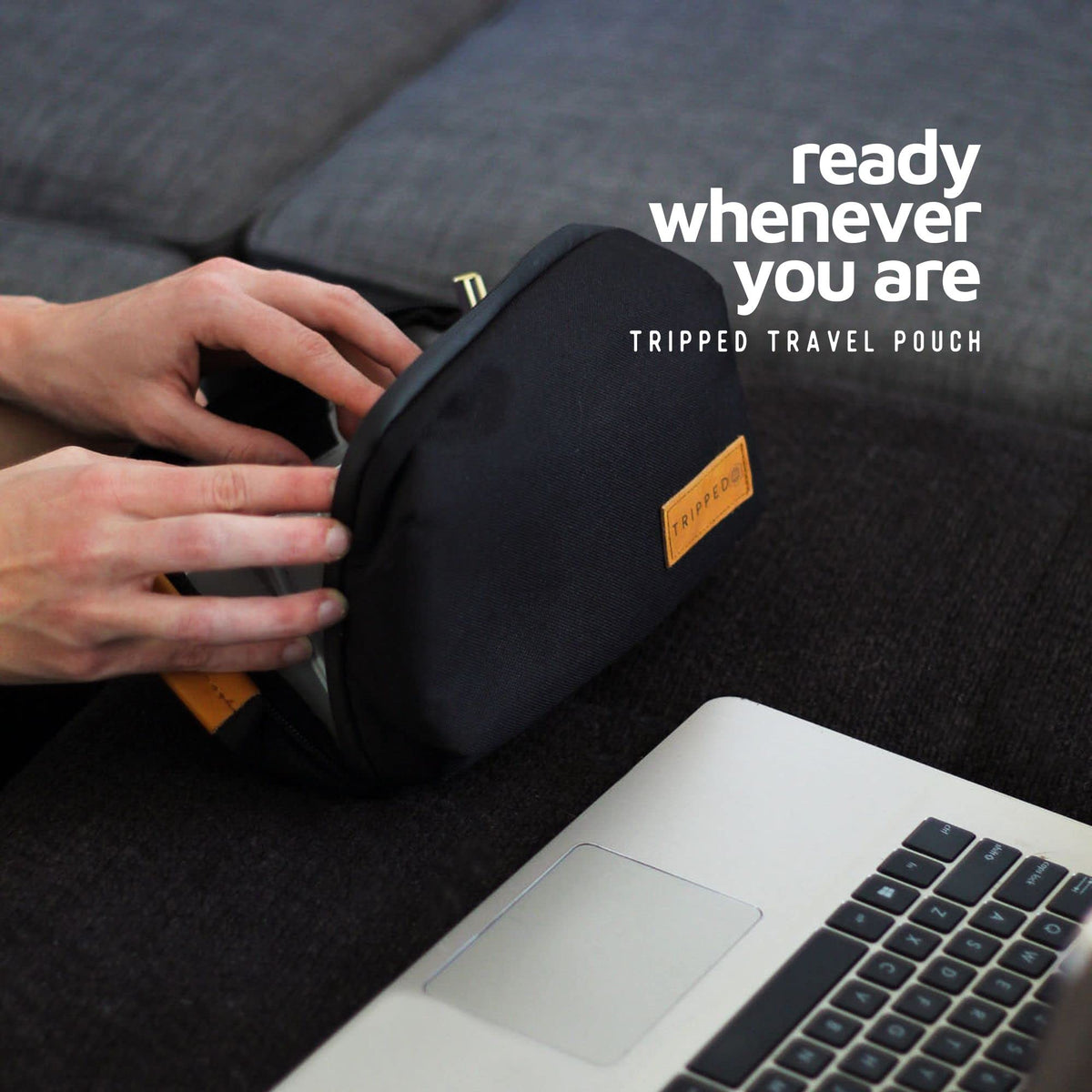 Tech Organizer Pouch with Leather Accents