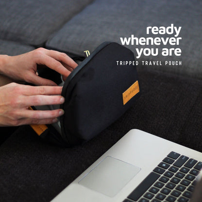 Tech Organizer Pouch with Leather Accents