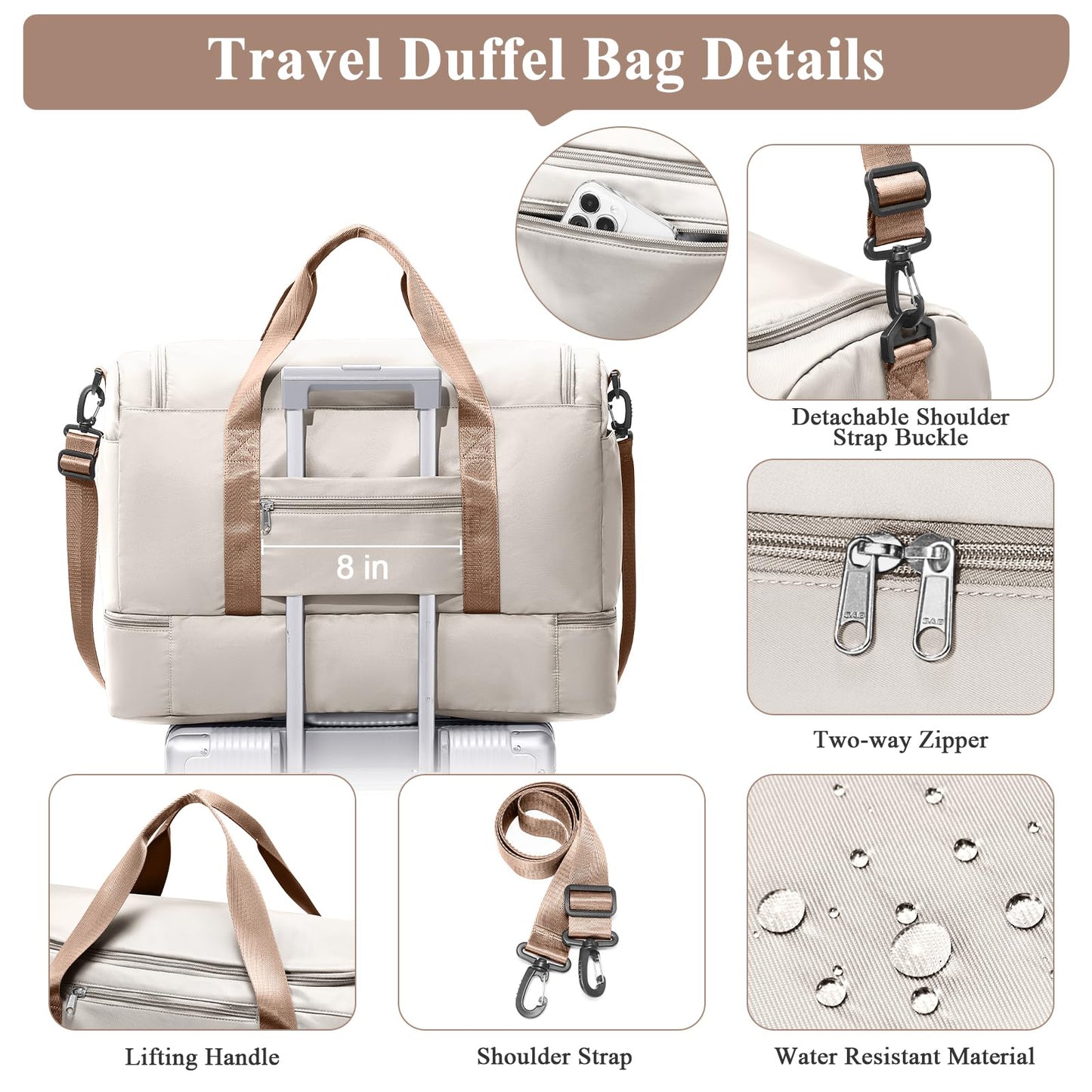 Large Weekender Bag with Shoe Compartment