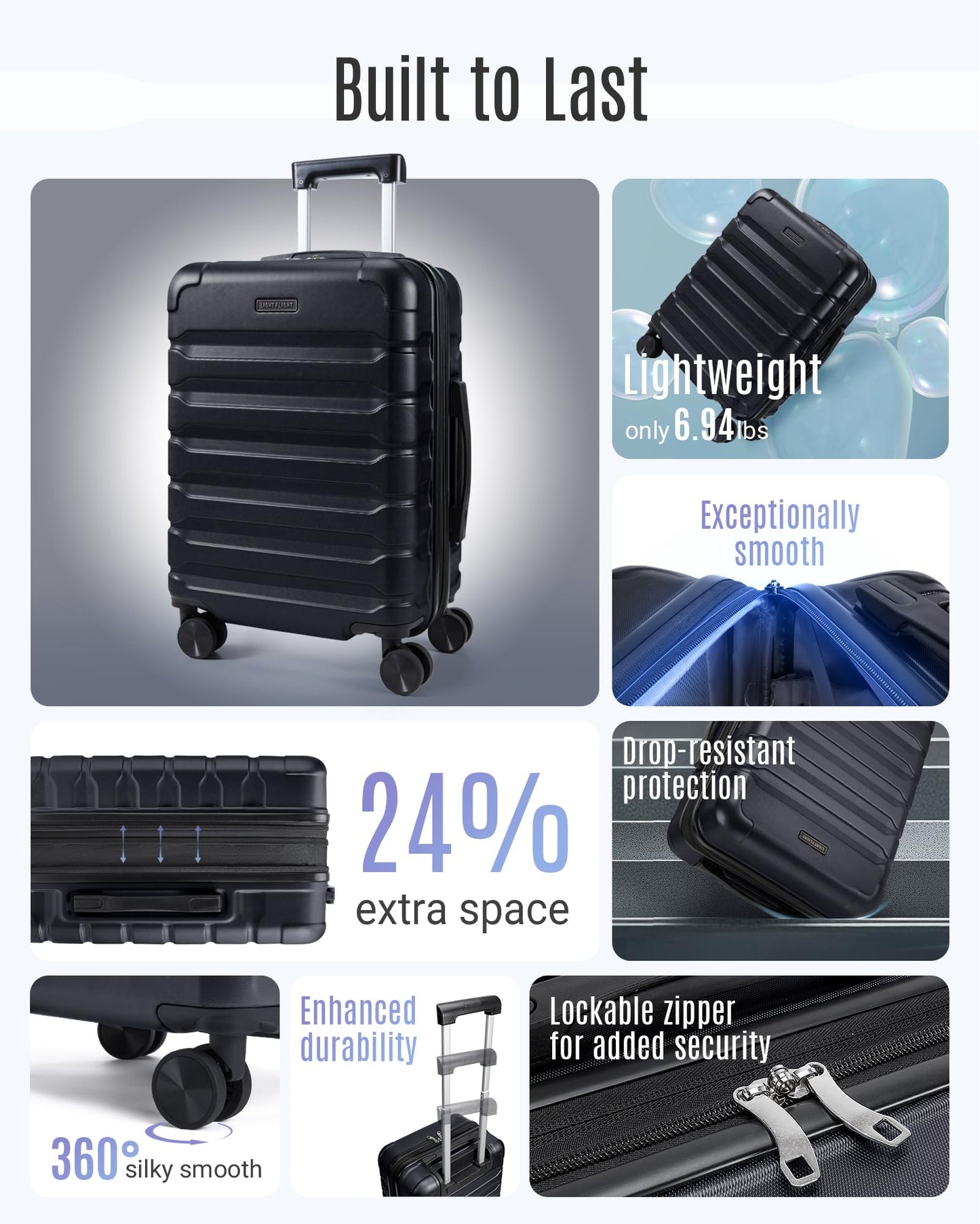 Carry-On Hardside Spinner Luggage with Expansion