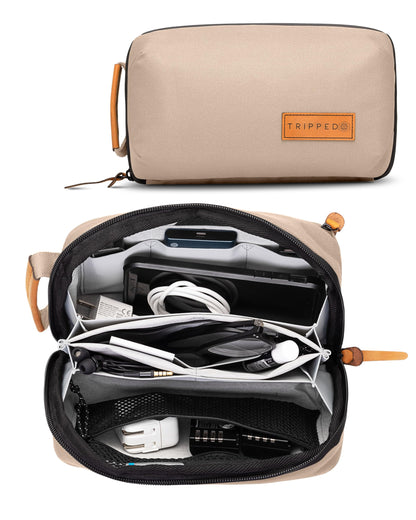 Tech Organizer Pouch with Leather Accents