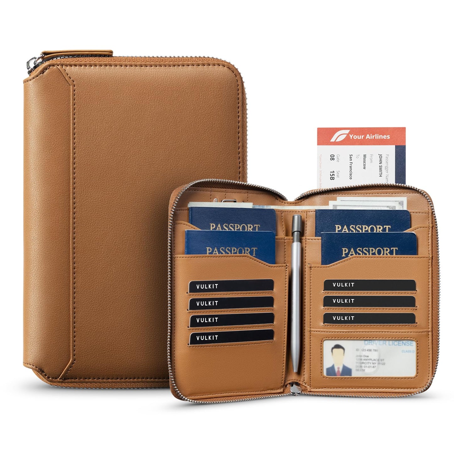 Leather Family Passport Wallet for 4–8 Passports