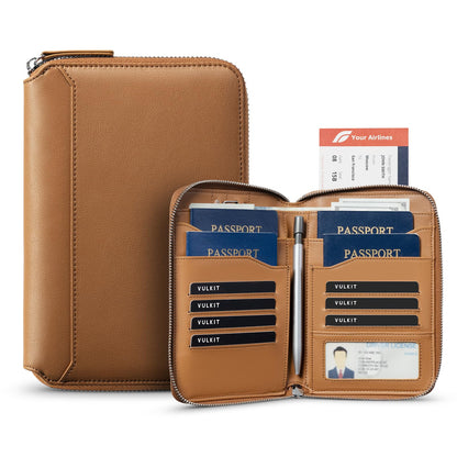 Leather Family Passport Wallet for 4–8 Passports