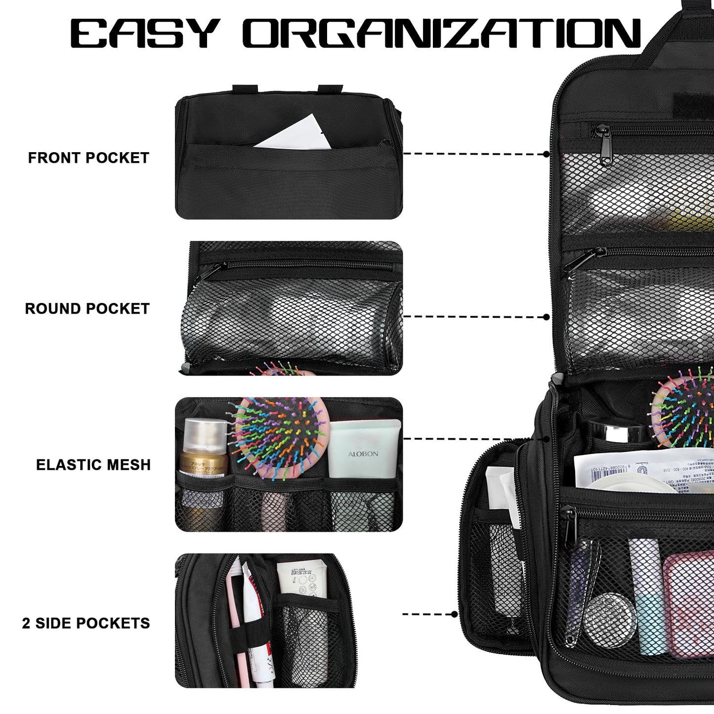 Hanging Toiletry Bag with 10-Compartment Organizer