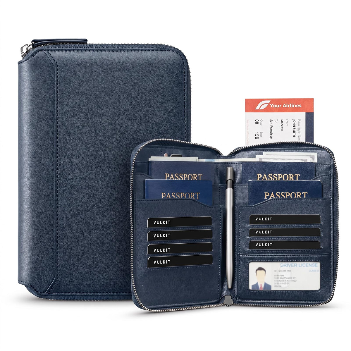 Leather Family Passport Wallet for 4–8 Passports
