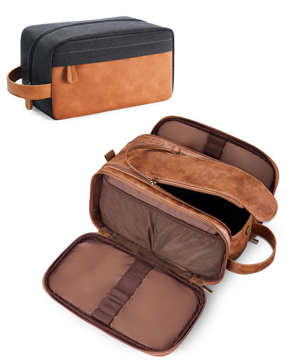 Men's PU Leather Toiletry Bag with Water Resistance